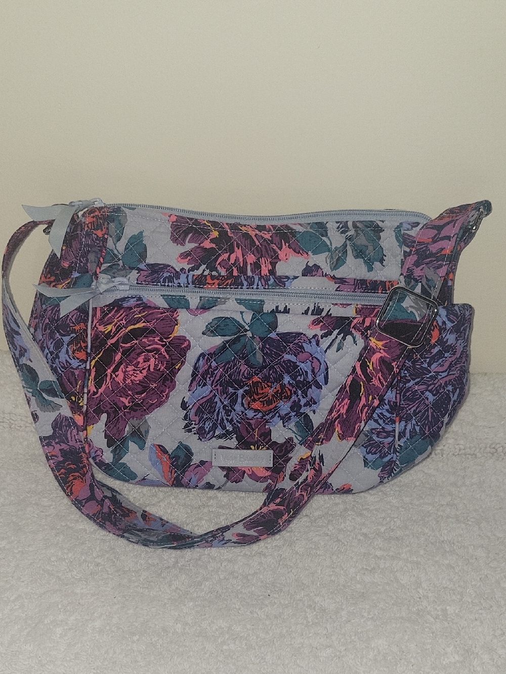 Vera Bradley Floral Quilted Crossbody Bag in Purple and Teal